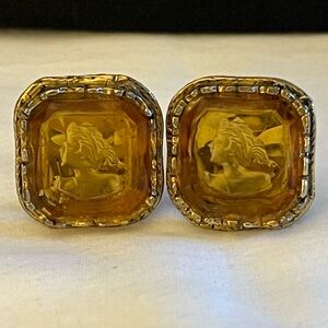 Elegant Gold-Tone Cameo Earrings
